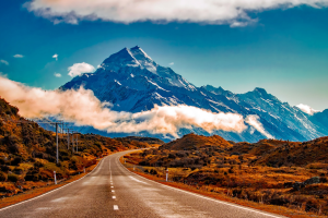 New Zealand Mountain with Road View