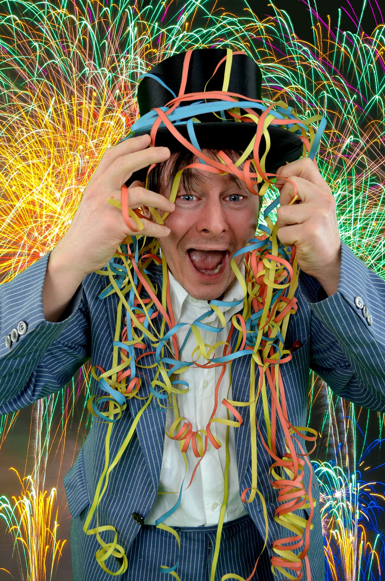 man celebrating new year's